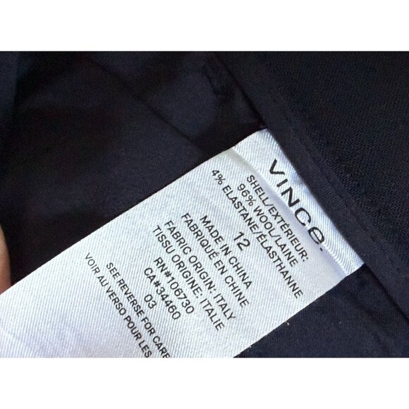 Vince Womens Slim-Fit Navy Trousers Size 12 Wool Blend With Pockets - Picture 5 of 8